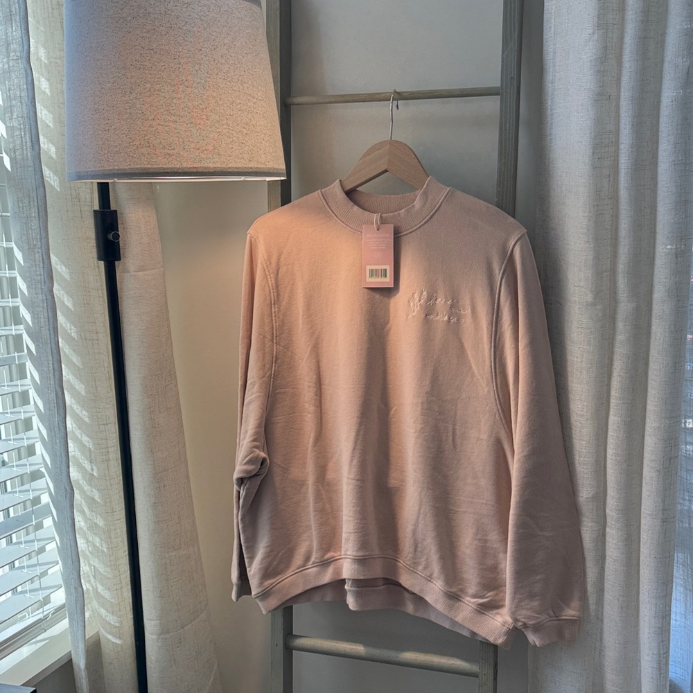Kristin Made Kristin Johns Pink Crewneck Sweatshirt Love One Another NWT L/XL